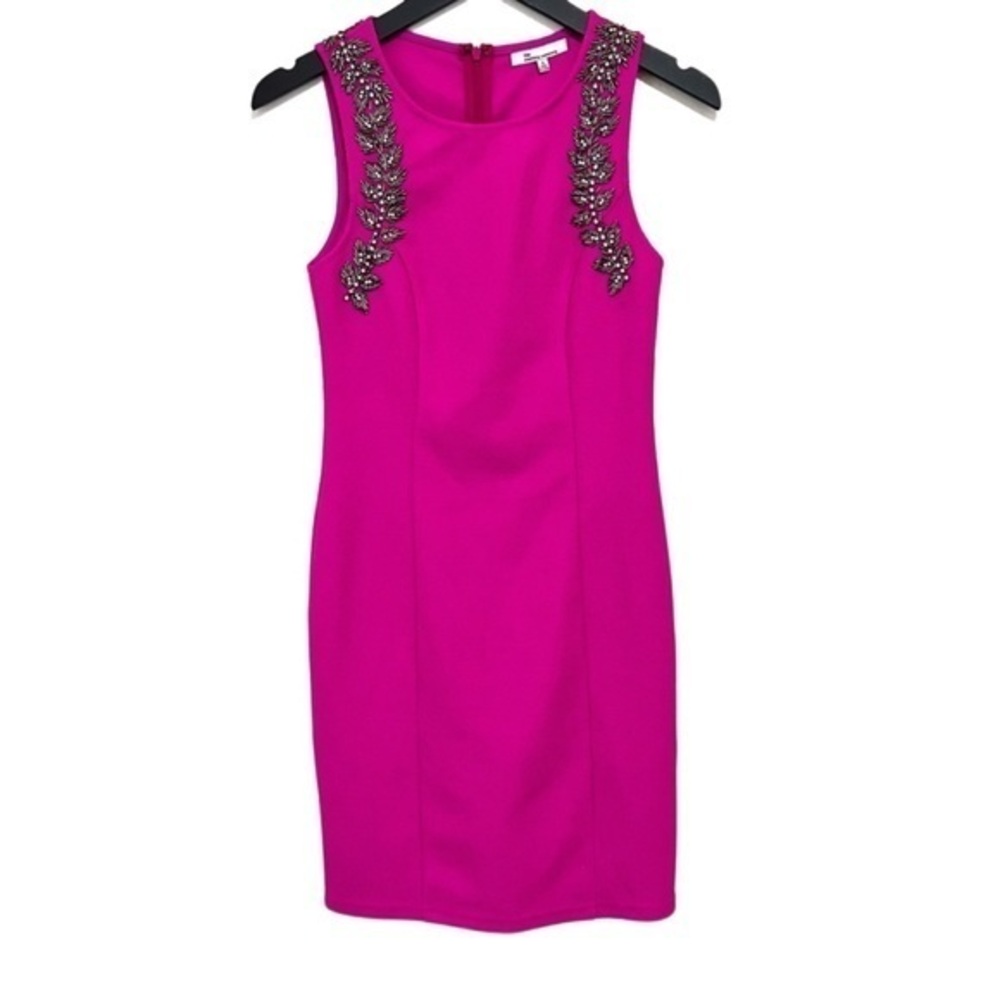 Flirty Beaded Fuchsia Mini Dress Ignite the Night